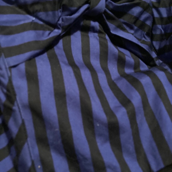 Maeve Anthropologie Choir Girl Black Blue Striped Romper Shorts 0 XS - Picture 3 of 8